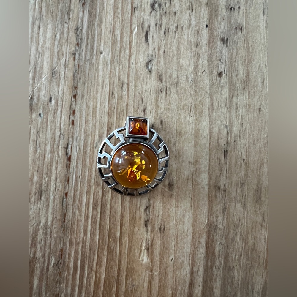 925 Sterling Silver Amber Pendant